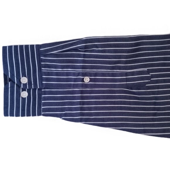Ben Sherman Men's Button Up Shirt Indigo Blue/White Long Sleeve Striped Size M - Picture 8 of 9